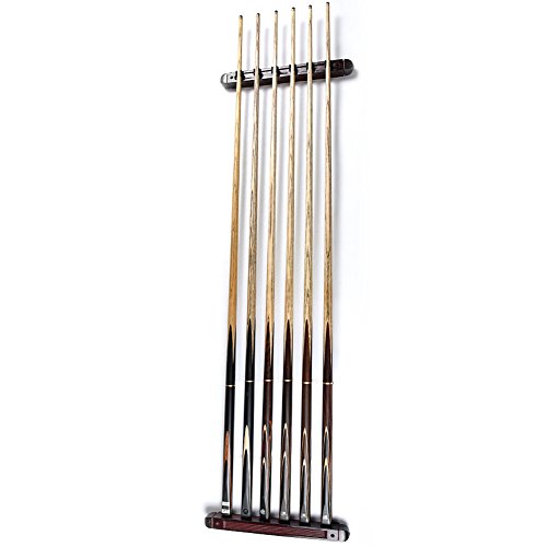 MOOCY 2-Piece Billiard Pool Wall Mount Holds 6 Cue Sticks Solid Natural Wood Rack