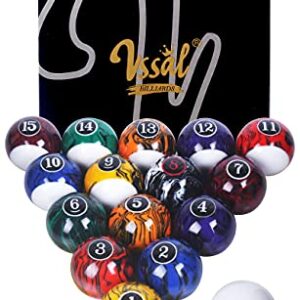 VSSAL Billiard Balls Set Pool Table Balls Marble-Swirl Style 16 Ball Set