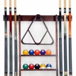 Iszy Billiards Pool Cue Rack – Billiard Stick Holder Only – 100% Wood Wall Mount Holds 6 Cues and a Full Set of Balls…