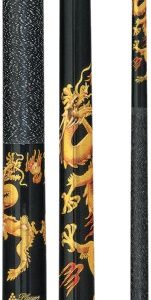 Players D-DRG Midnight Black with Golden Dragons Pool Cue – Canadian Rock Maple Billiards Stick with Pro Taper, Irish…