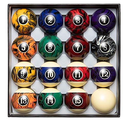 Blackfox Pool Balls, Marble Style, Billiard Balls Regulation Size, with 16 Balls, Balanced Pool Table Balls…