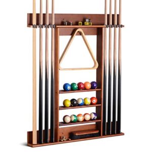 XCSOURCE Pool Cue Rack, Pool Stick Holder Wall Mount, 8 Pool Cue Holder Wall Billiard Cue Rack, Made of 100% Solid Pine…