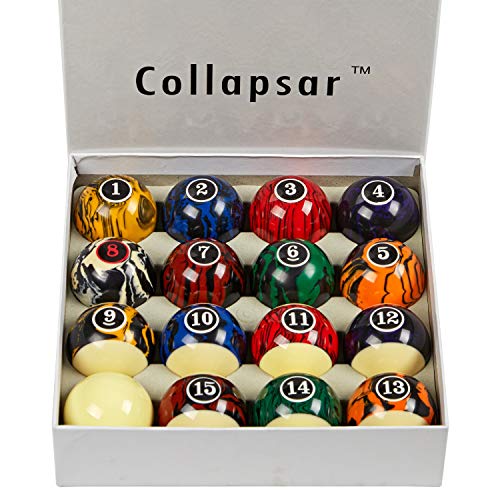 Several Style Available Collapsar Deluxe 2-1/4 Billiard Pool Balls Marble-Swirl Style Billiards Ball Complete 16 Ball Set 