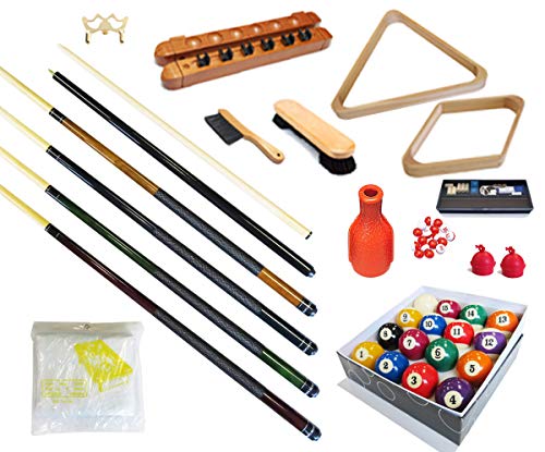 Pool Table – Premium Billiard 32 Pieces Accessory Kit – Pool Cue Sticks Bridge Ball Sets