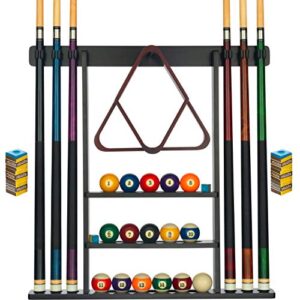 Billardtisch Queue Rack Billiard Stick 15 Ball-Halter Wandhalterung 8 Cue Holz 