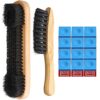 3 Set Billiards Pool Table and Rail Brush Including 12 Pieces Pool Cue Chalk Cubes Snooker Table Wooden Cleaning Brush…